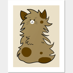 Fluffy Cat Blob with Spots Posters and Art